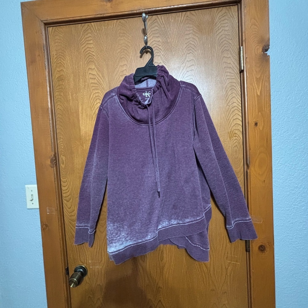 Cozy Purple Pullover Sweatshirt with Funnel Neck